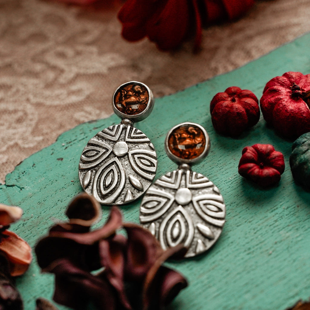 Earrings Amber Flower Earrings