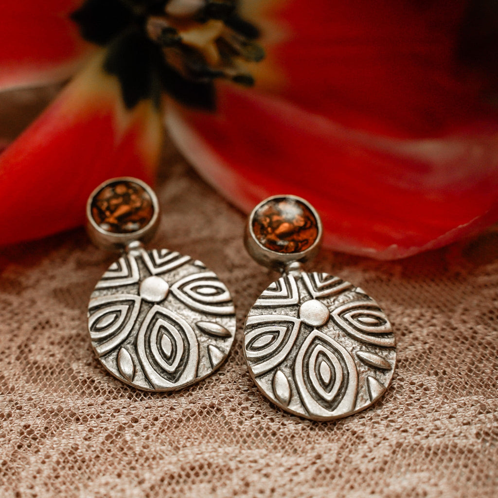 Earrings Amber Flower Earrings