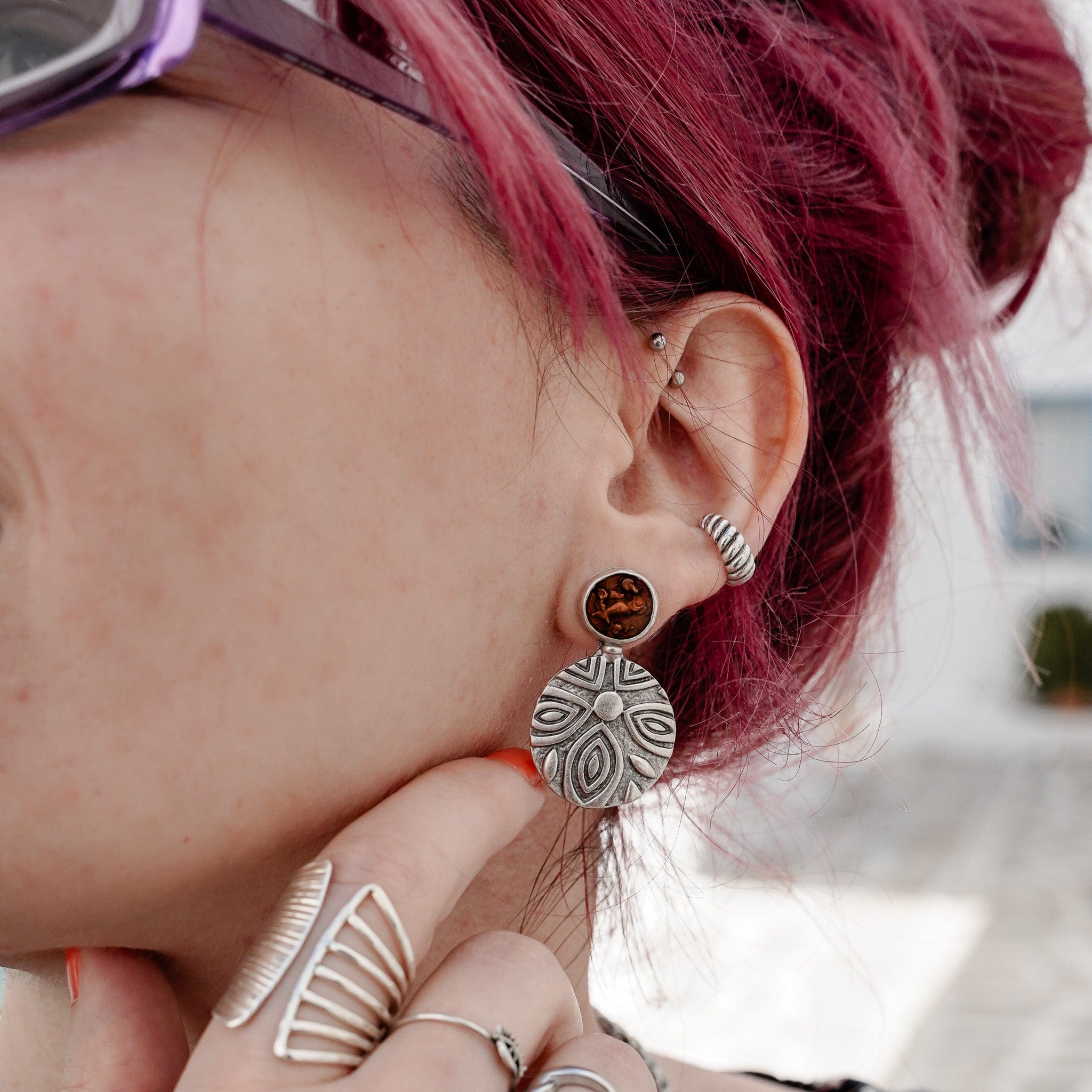 Earrings Amber Flower Earrings
