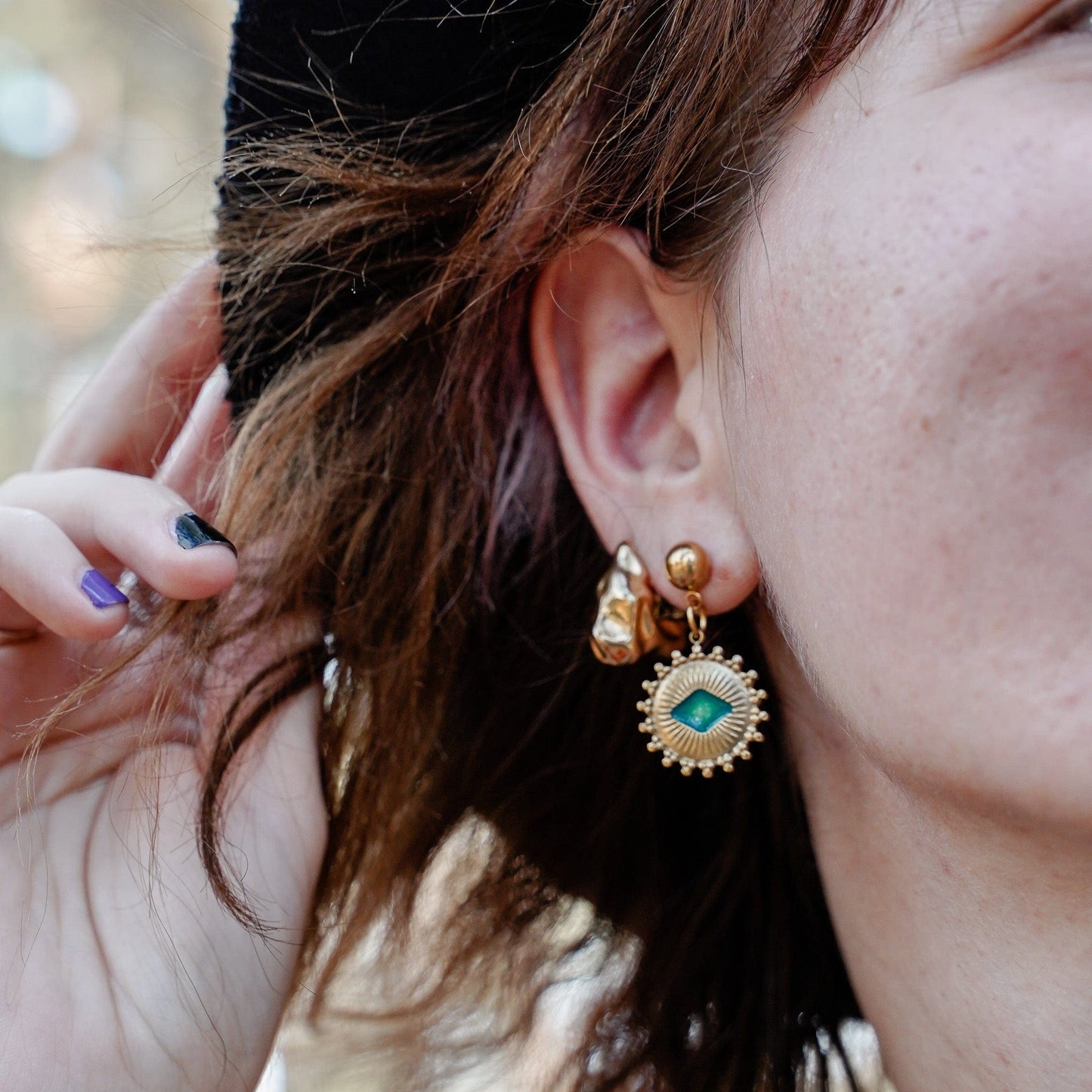 Earrings Green Gilt Earrings