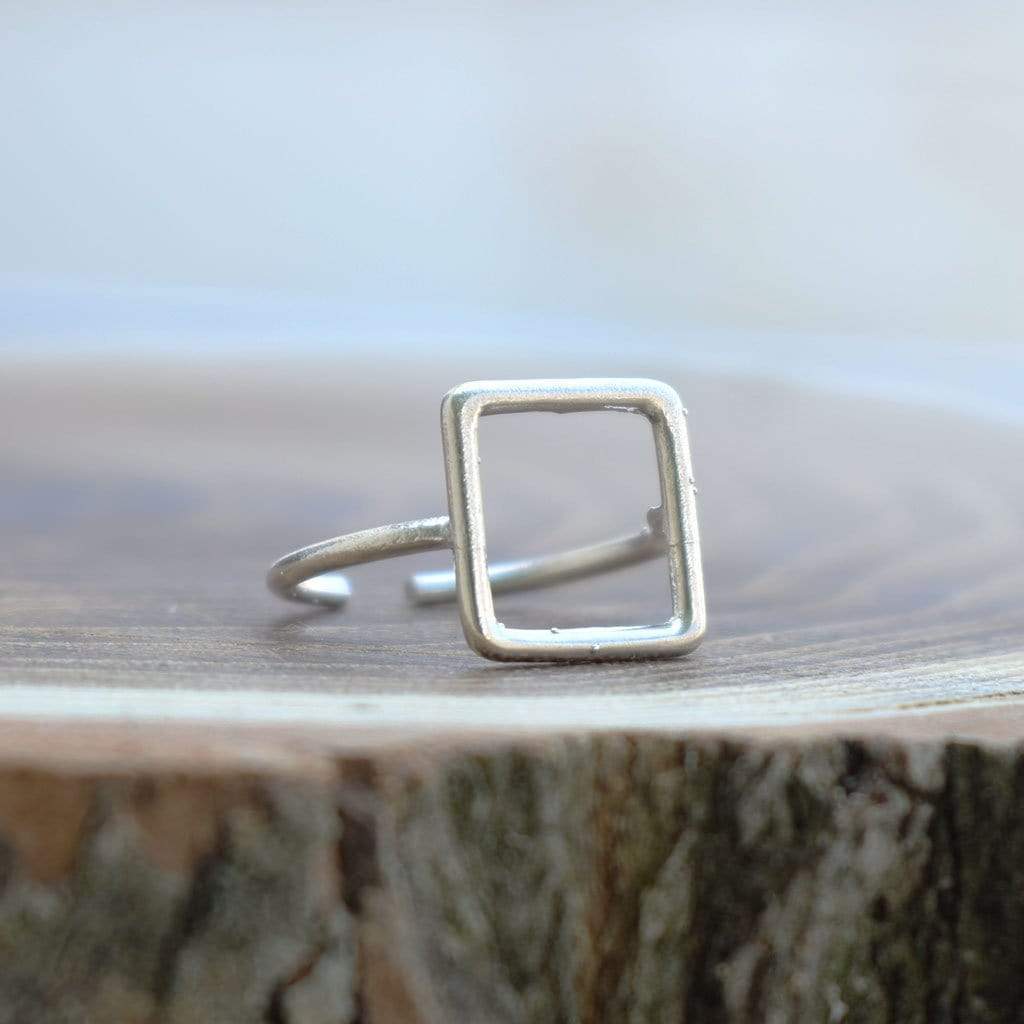 Ethnic ring Square Silver Ring
